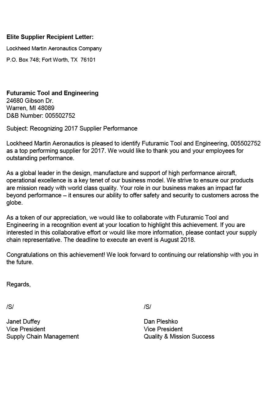 Letter Of Recognition For Outstanding Performance from futuramic.com