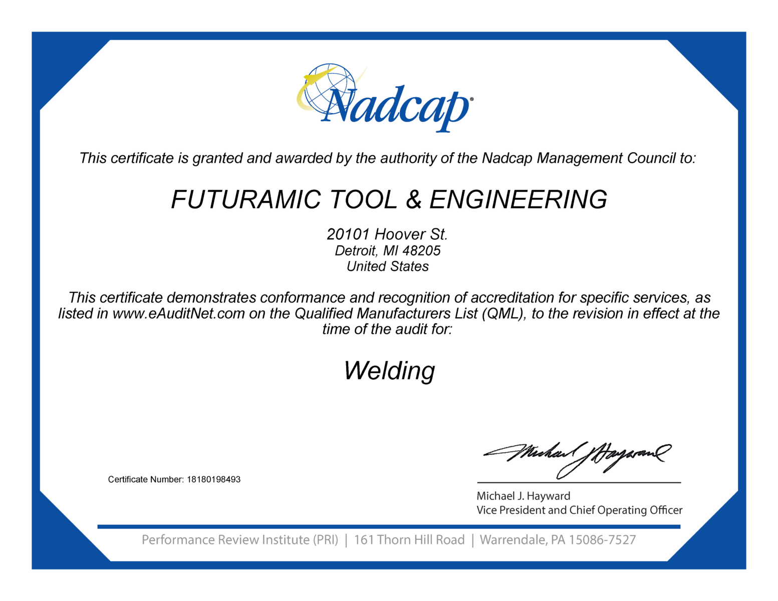 Nadcap Accreditation For Welding | Futuramic