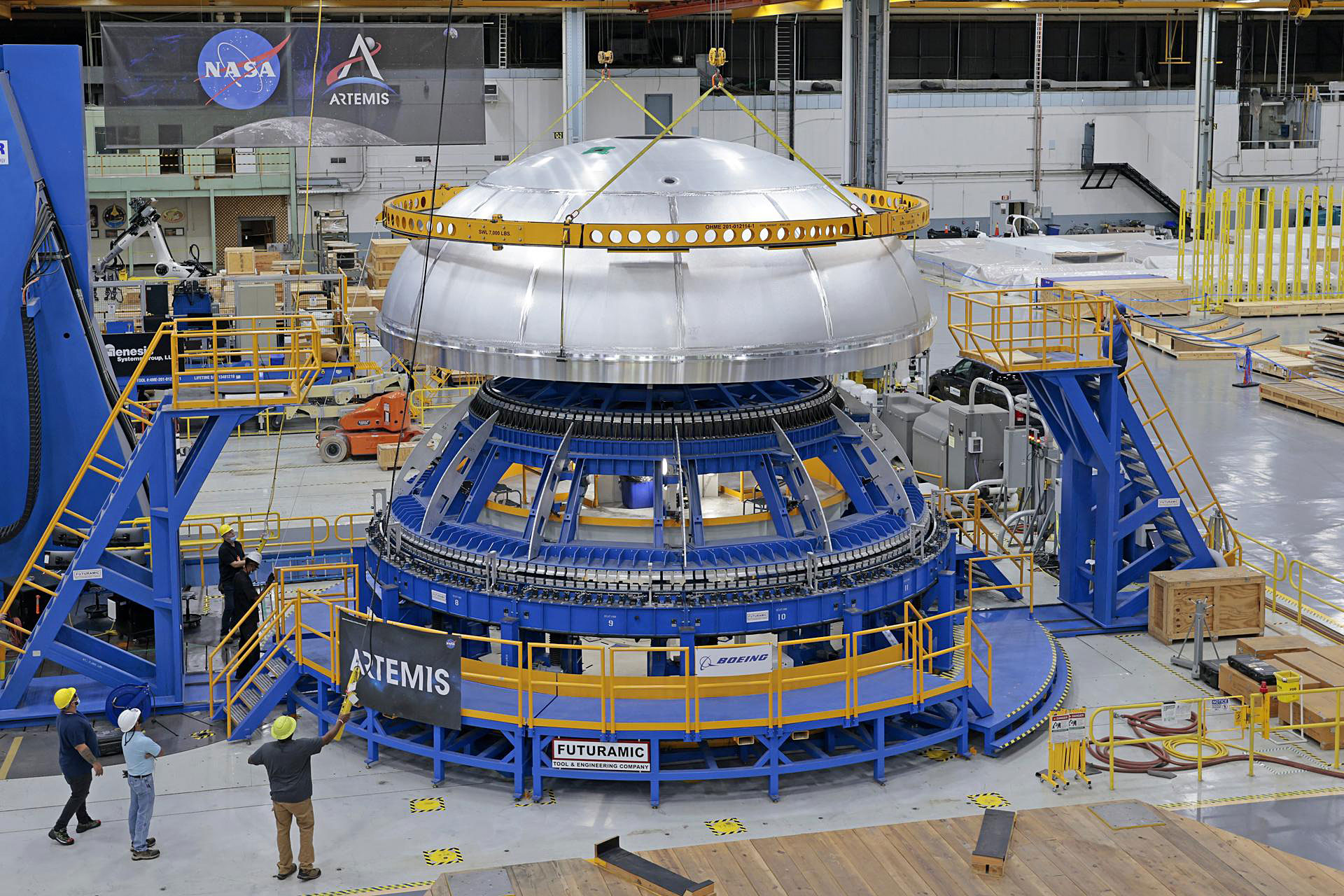 Featured image for “NASA Completes Welding of Artemis III Core Stage Tank Dome”
